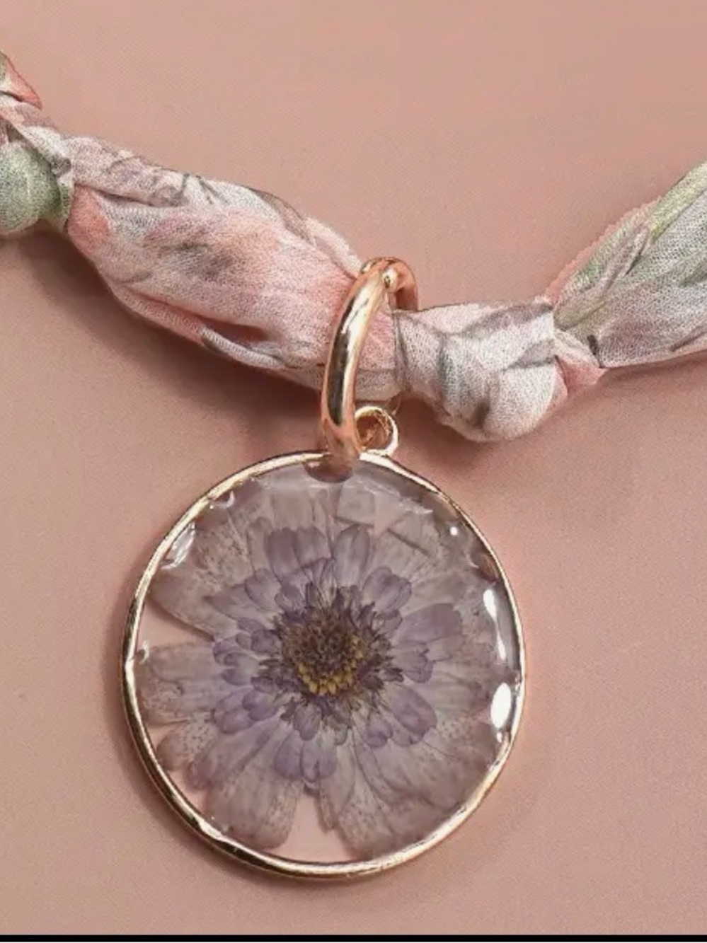 Boho Flower Scarf Charm Necklace